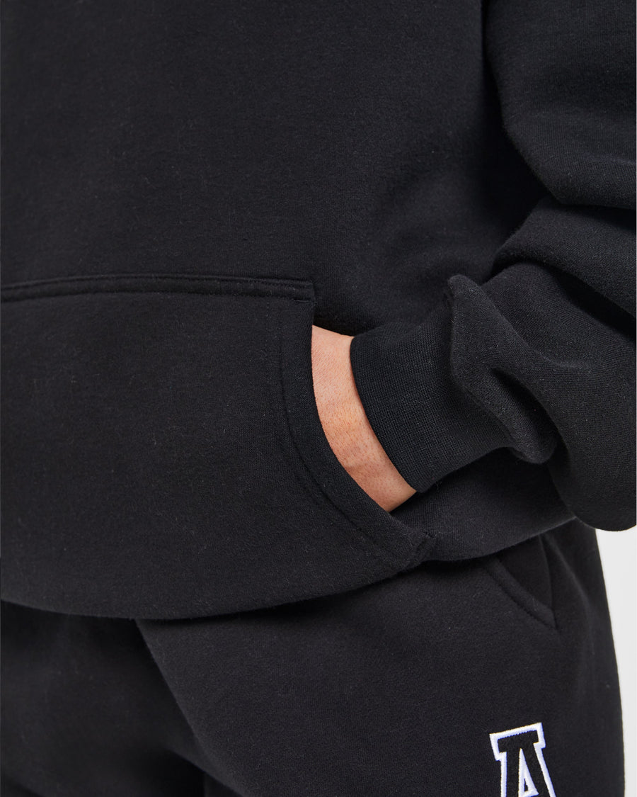 Varsity Embroidered Oversized Hoodie - Black