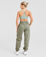 Varsity Graphic Oversized Joggers - Muted Olive