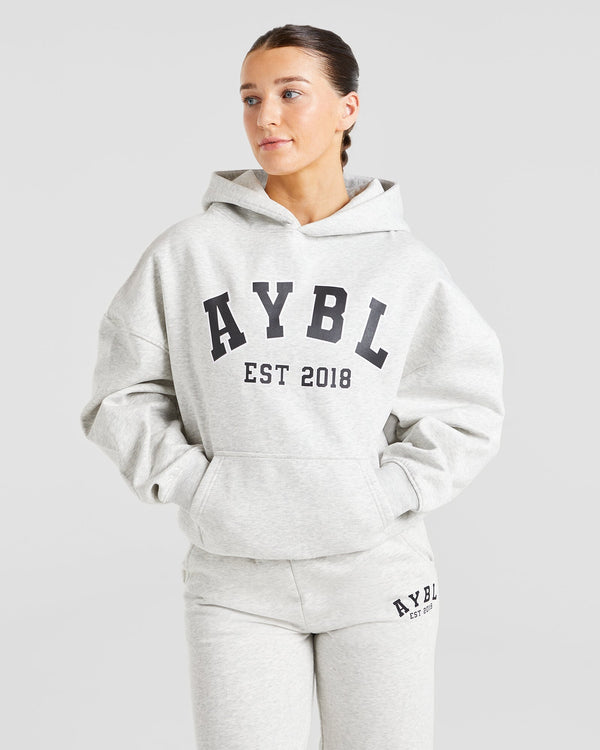 Varsity Graphic Oversized Hoodie - Gris Marl