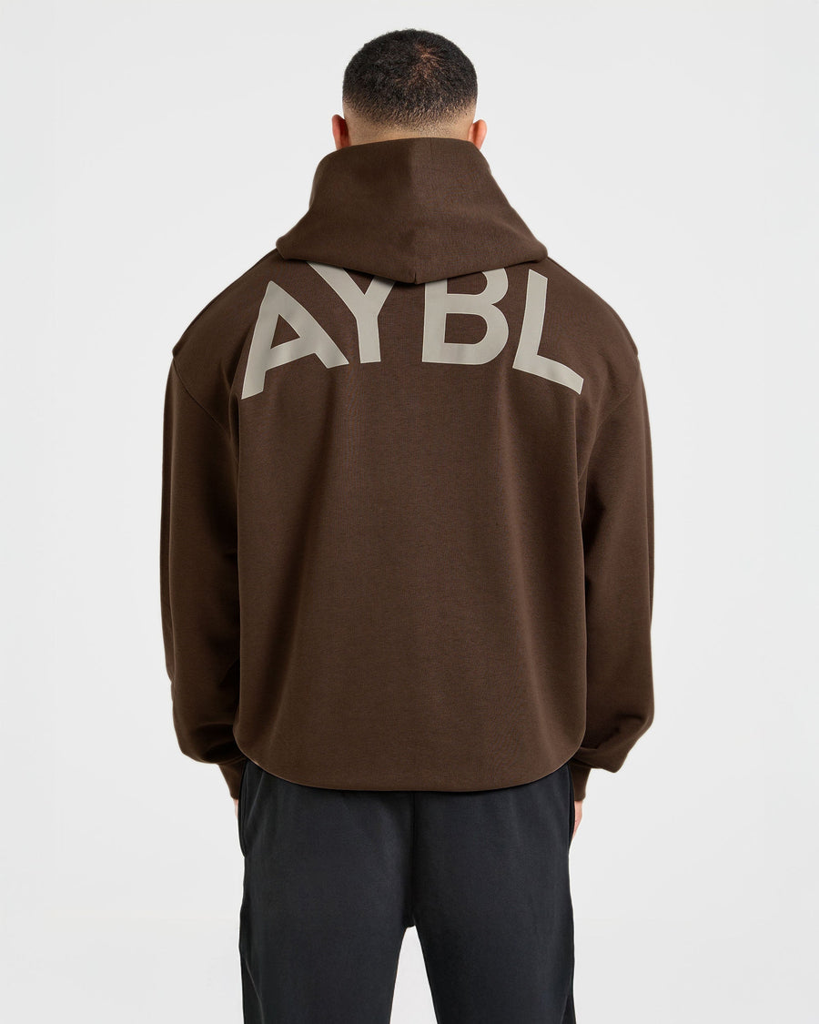 Essential Oversized Graphic Hoodie - Marron