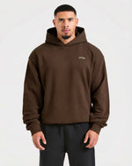 Essential Oversized Graphic Hoodie - Marron