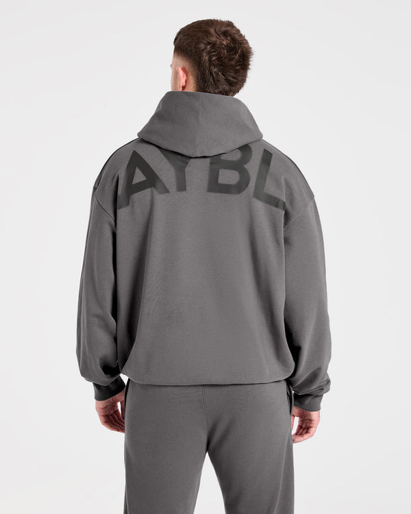 Essential Oversized Graphic Hoodie - Charcoal