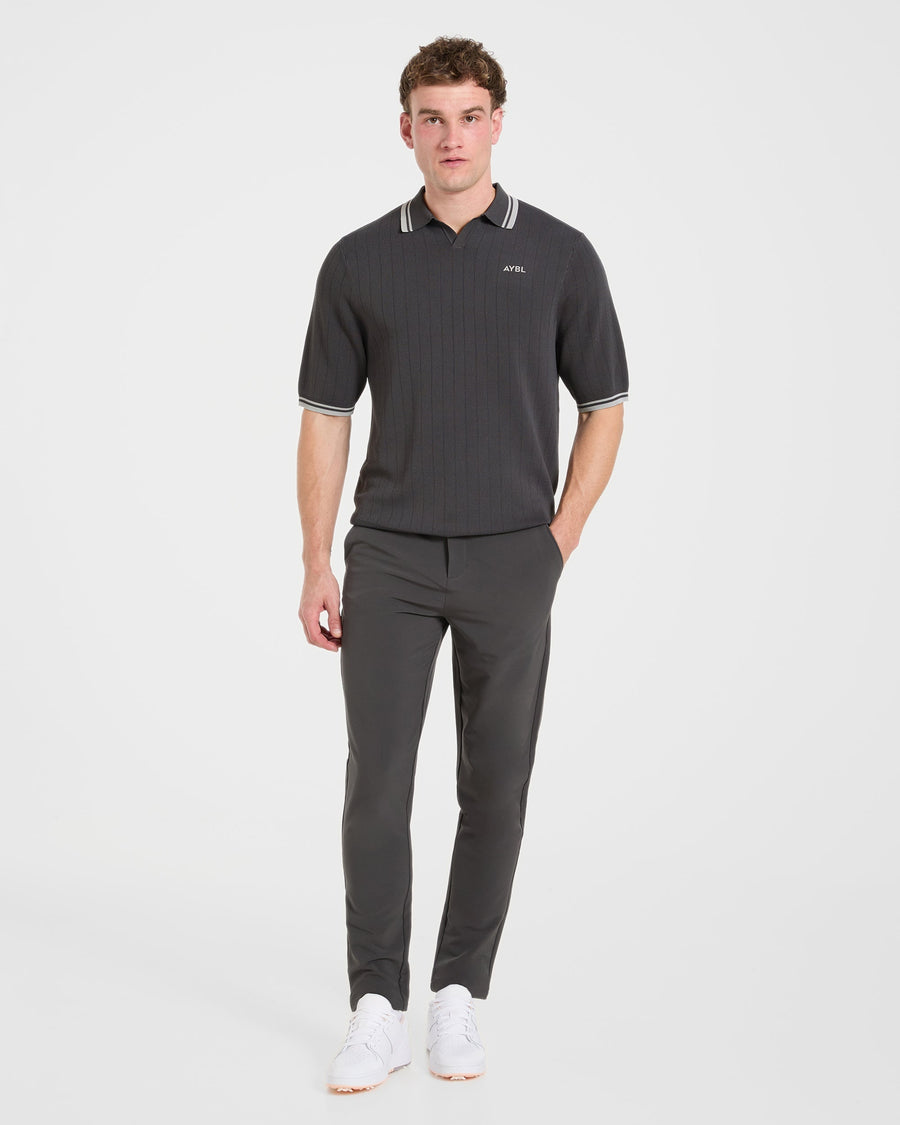 Classic Knitted Polo - Charcoal