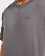 Strength Division Oversized T Shirt - Charcoal/Rouge