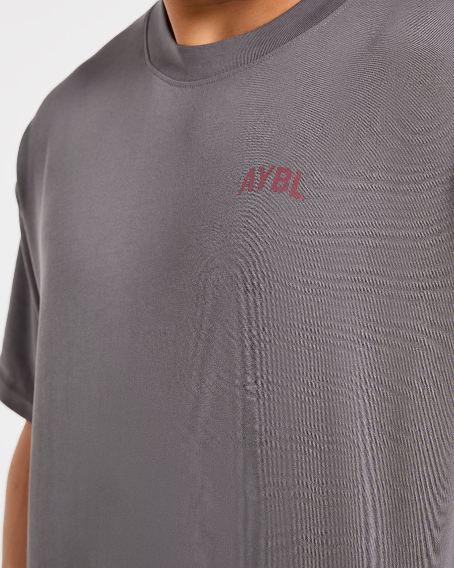 Strength Division Oversized T Shirt - Charcoal/Rouge