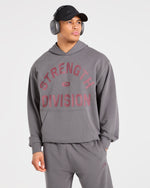 Strength Division Oversized Straight Leg Joggers - Charcoal/Rouge