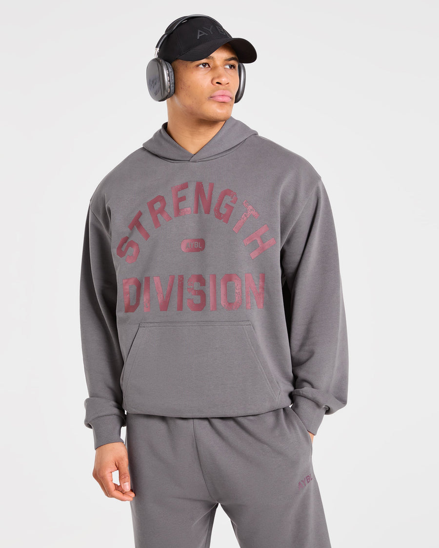 Strength Division Oversized Straight Leg Joggers - Charcoal/Rouge