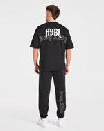 Heavy Lifting Gothic Oversized T Shirt - Noir/Off Blanc