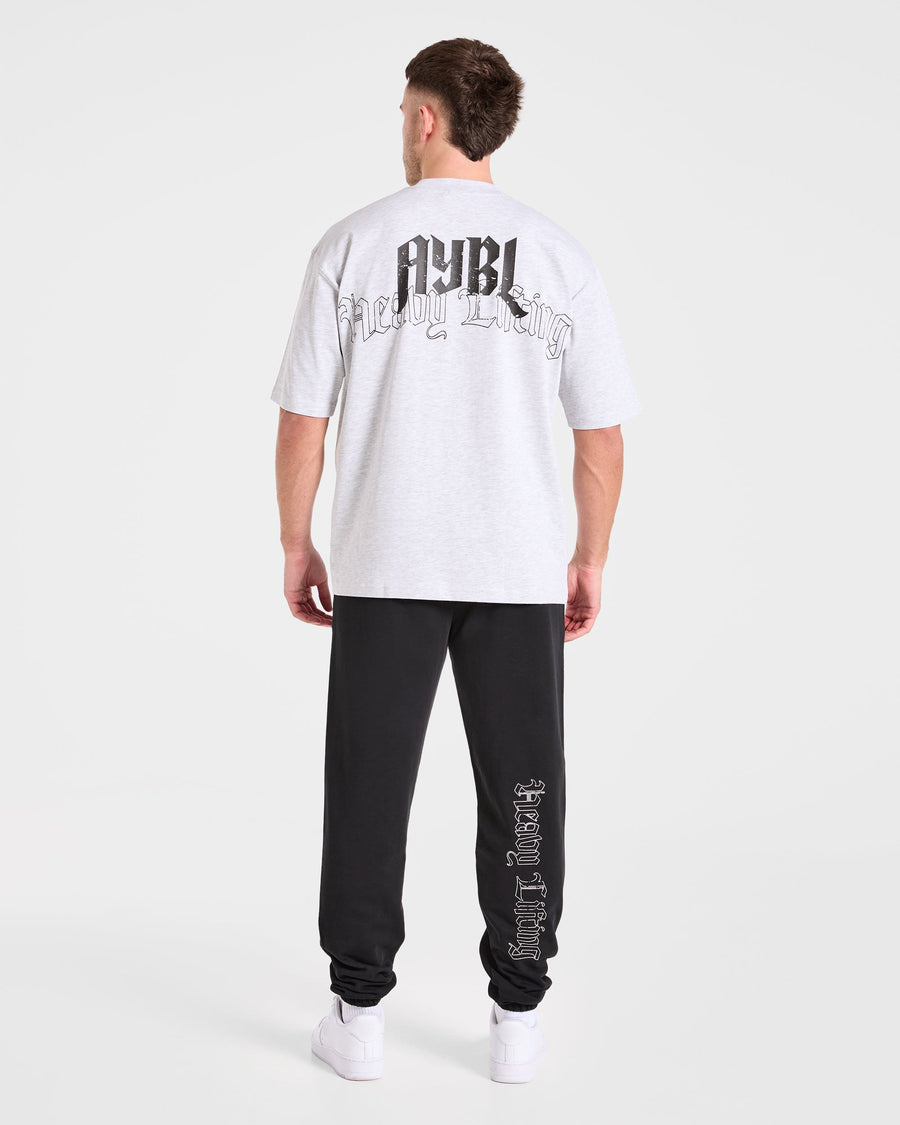 Heavy Lifting Gothic Oversized T Shirt - Gris Marl