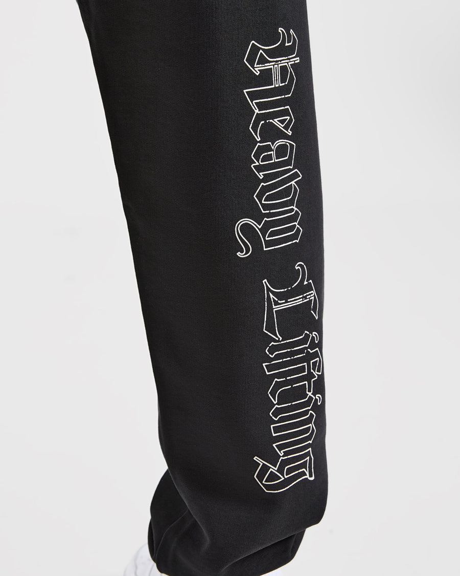 Heavy Lifting Gothic Oversized Joggers - Noir/Off Blanc