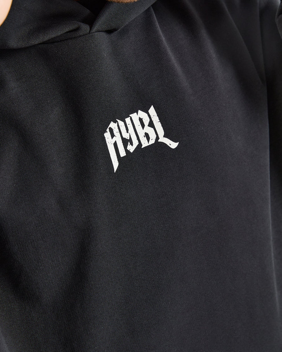 Heavy Lifting Gothic Oversized Hoodie - Noir/Off Blanc