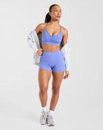 Essential Ruched Sports Bra - Cornflower Violet