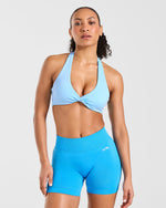Essential Halterneck Sports Bra - Vibrant Bleu