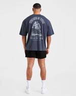Strength Of Titans Oversized T Shirt - Deep Ocean Bleu
