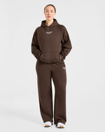 Sports Collective Oversized Straight Leg Joggers - Marron