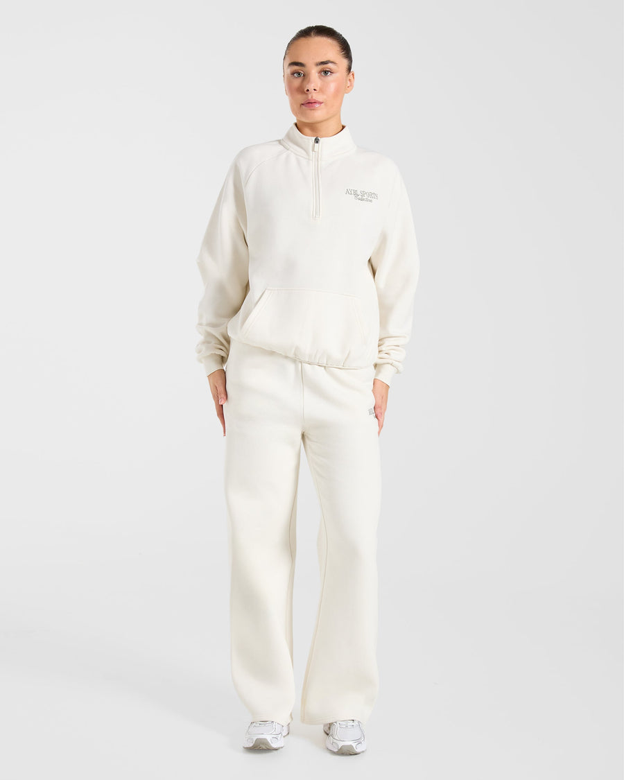 Sports Collective Oversized 1/4 Zip Pullover - Off Blanc/Vert