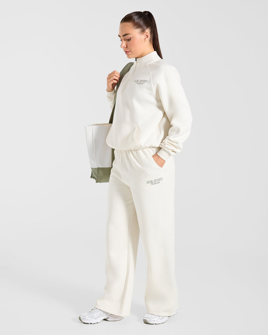 Sports Collective Oversized 1/4 Zip Pullover - Off Blanc/Vert