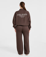 Sports Collective Oversized 1/4 Zip Pullover - Marron