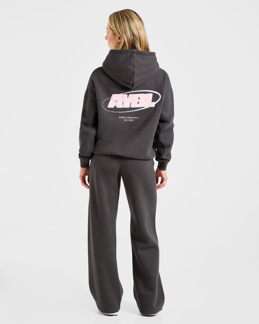 Sports Essentials Oversized Hoodie - Charcoal/Rose