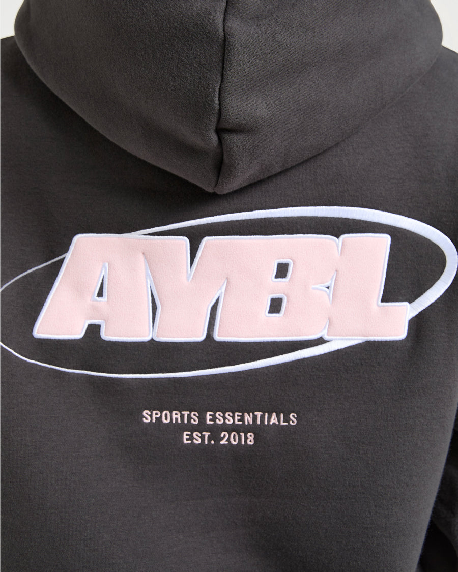 Sports Essentials Oversized Hoodie - Charcoal/Rose