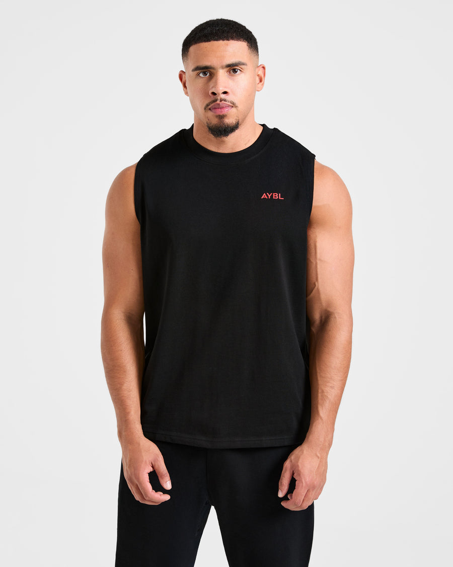Essential Oversized Graphic Tank - Noir/Rouge