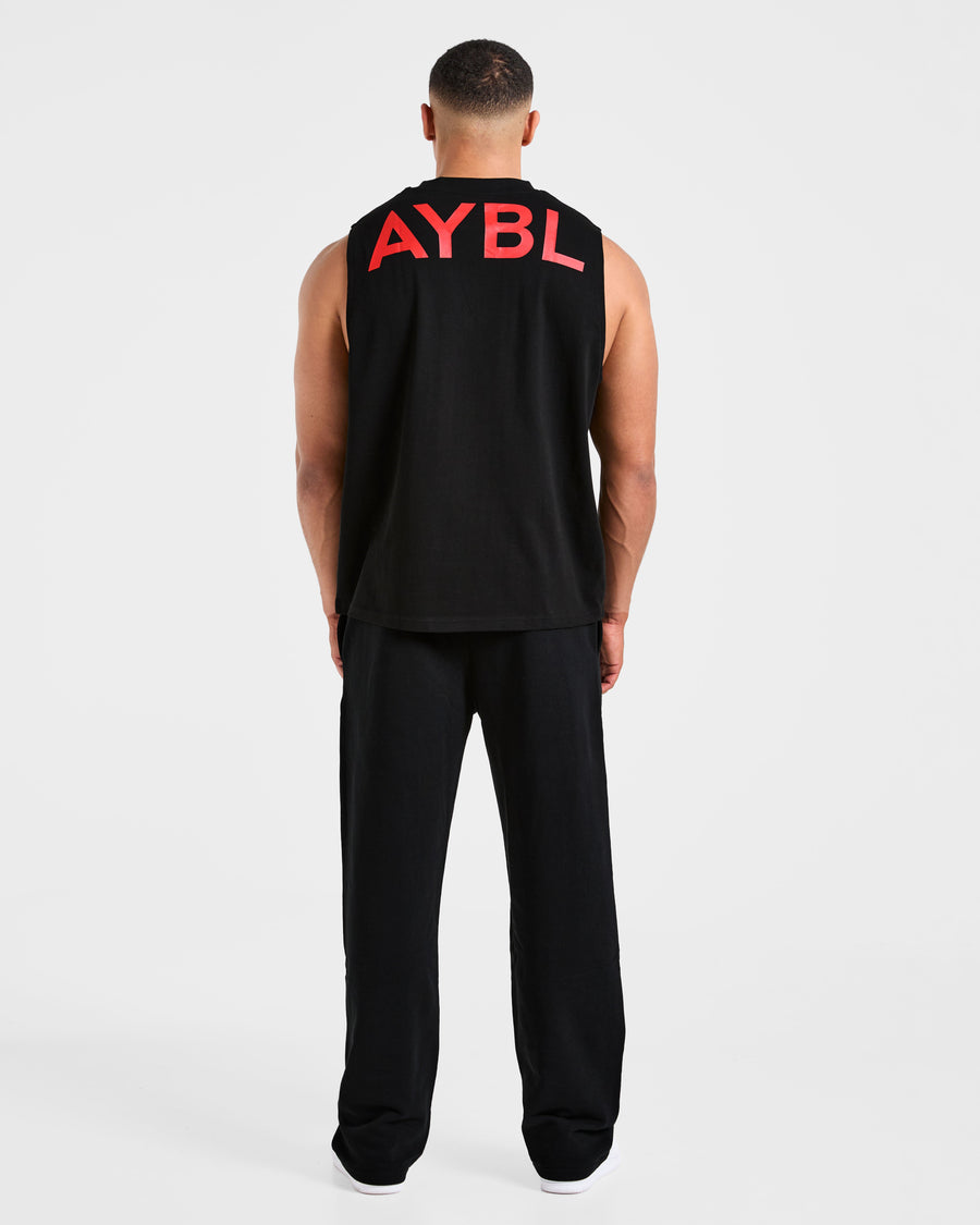 Essential Oversized Graphic Tank - Noir/Rouge
