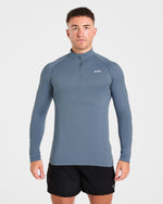 Essential Seamless 1/4 Zip Pullover  - Slate Bleu