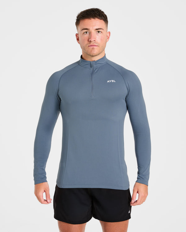 Essential Seamless 1/4 Zip Pullover  - Slate Bleu