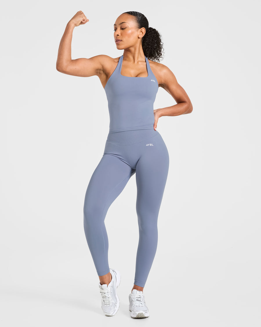 Enhance Seamless Halterneck Top - Slate Bleu