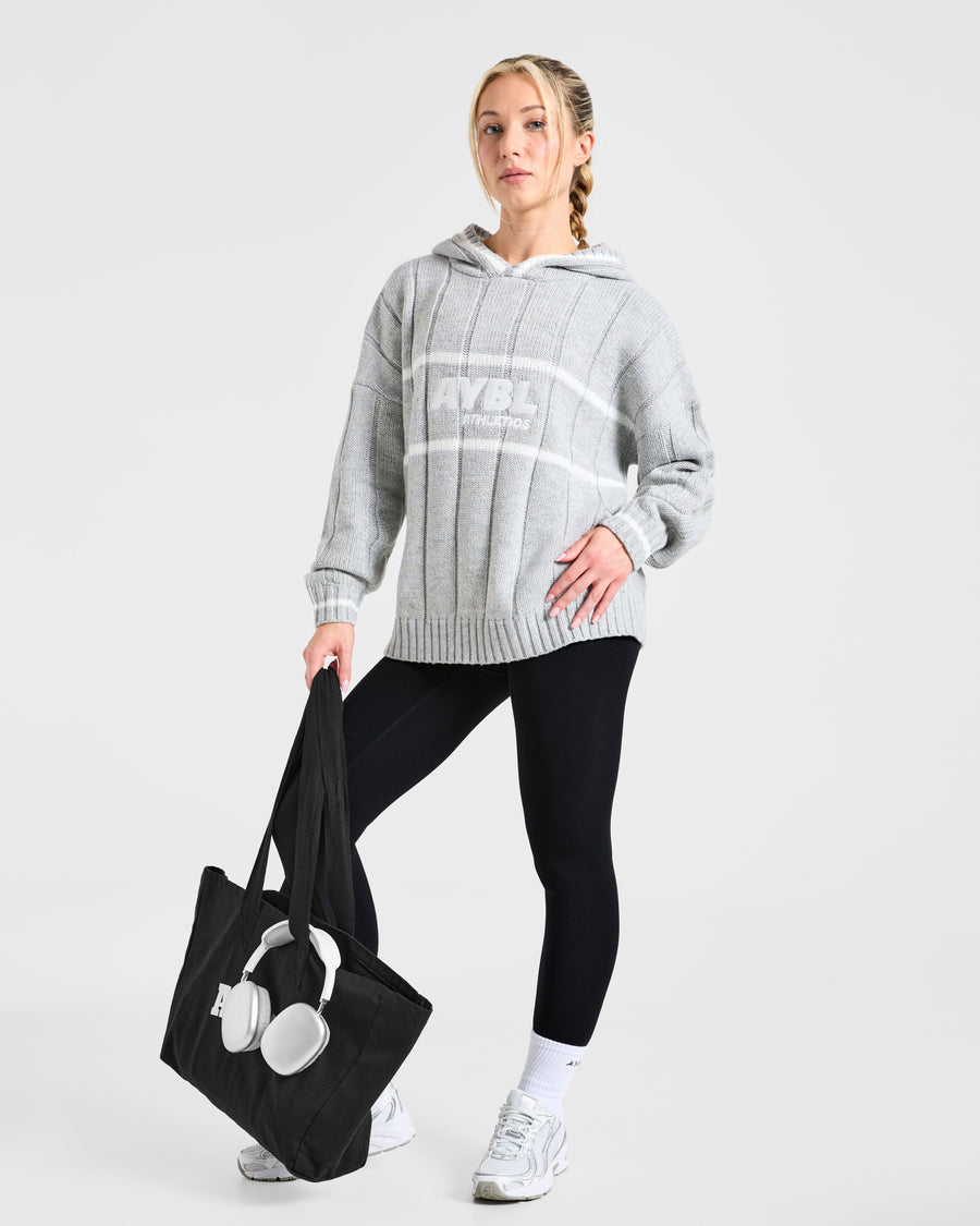 Athletics Oversized Knitted Hoodie - Gris Marl