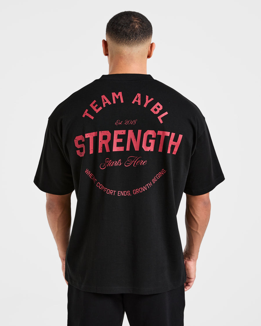 Cam Kissel x Strength Starts Here Oversized T Shirt  - Noir/Rouge