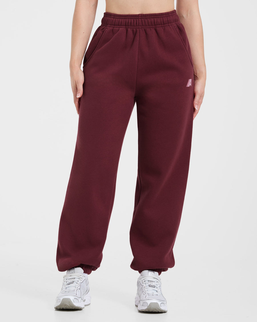 Retro Athletics Oversized Joggers - Deep Raspberry/Rose