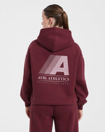 Retro Athletics Oversized Hoodie - Deep Raspberry/Rose