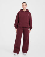 Retro Athletics Oversized Hoodie - Deep Raspberry/Rose