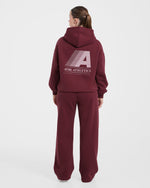 Retro Athletics Oversized Hoodie - Deep Raspberry/Rose