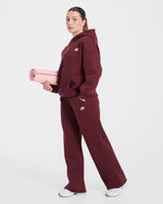 Retro Athletics Oversized Hoodie - Deep Raspberry/Rose
