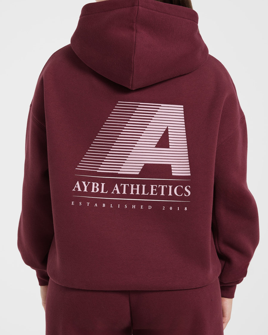 Retro Athletics Oversized Hoodie - Deep Raspberry/Rose