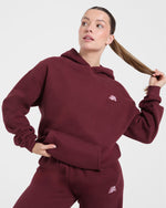 Retro Athletics Oversized Hoodie - Deep Raspberry/Rose