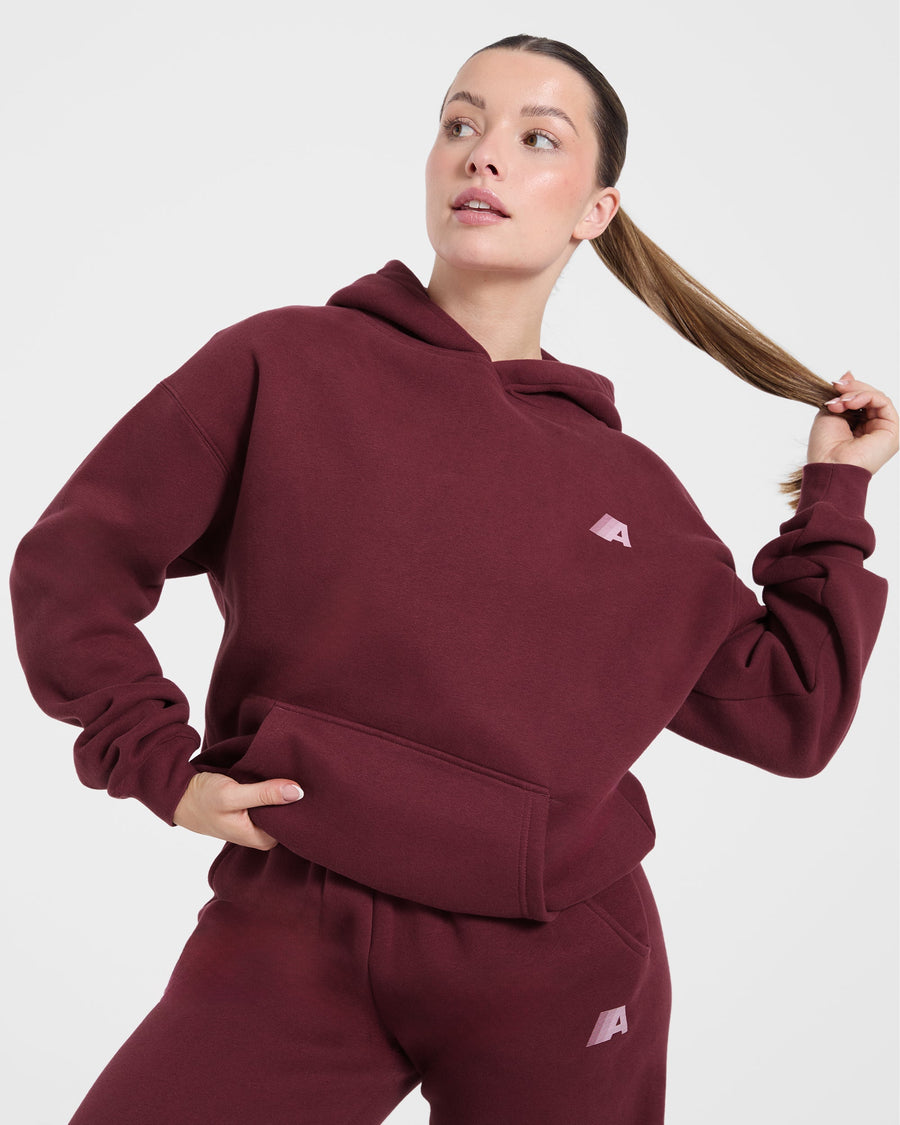 Retro Athletics Oversized Hoodie - Deep Raspberry/Rose