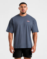 Athletics Script Oversized T Shirt - Vintage Bleu