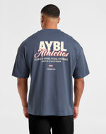Athletics Script Oversized T Shirt - Vintage Bleu