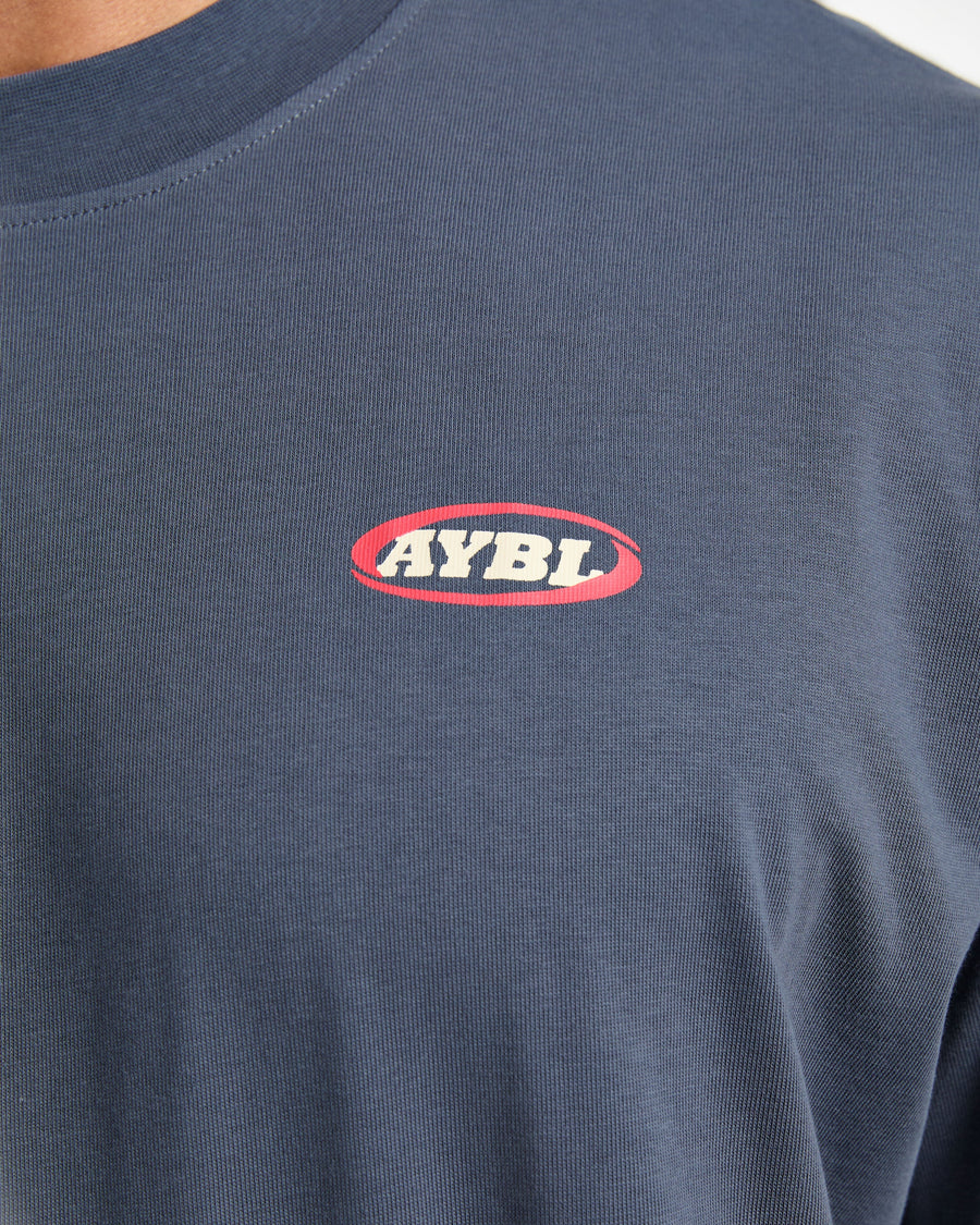 Athletics Script Oversized T Shirt - Vintage Bleu