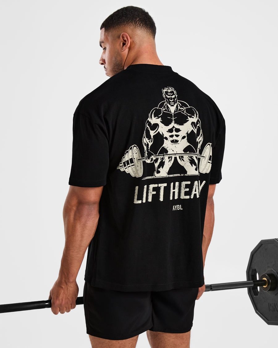 Lift Heavy Oversized T Shirt - Noir/Off Blanc