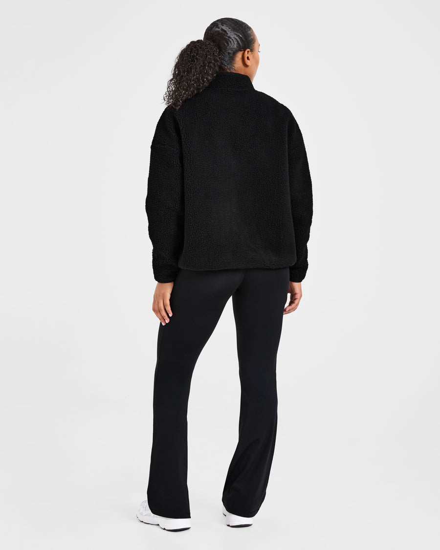 Oversized Zip Up Fleece Jacket - Noir