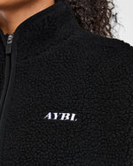 Oversized Zip Up Fleece Jacket - Noir