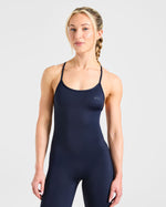 Sculpt Backless Flared All In One - Deep Navy