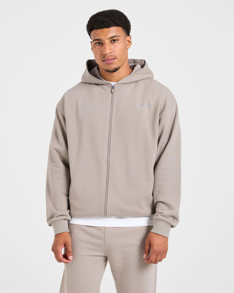 Craft Oversized Zip Up Hoodie - Fog
