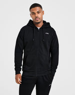 Essential Lightweight Zip Up Hoodie - Noir