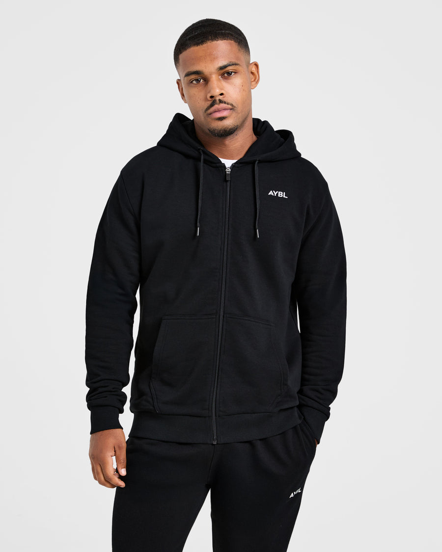 Essential Lightweight Zip Up Hoodie - Noir