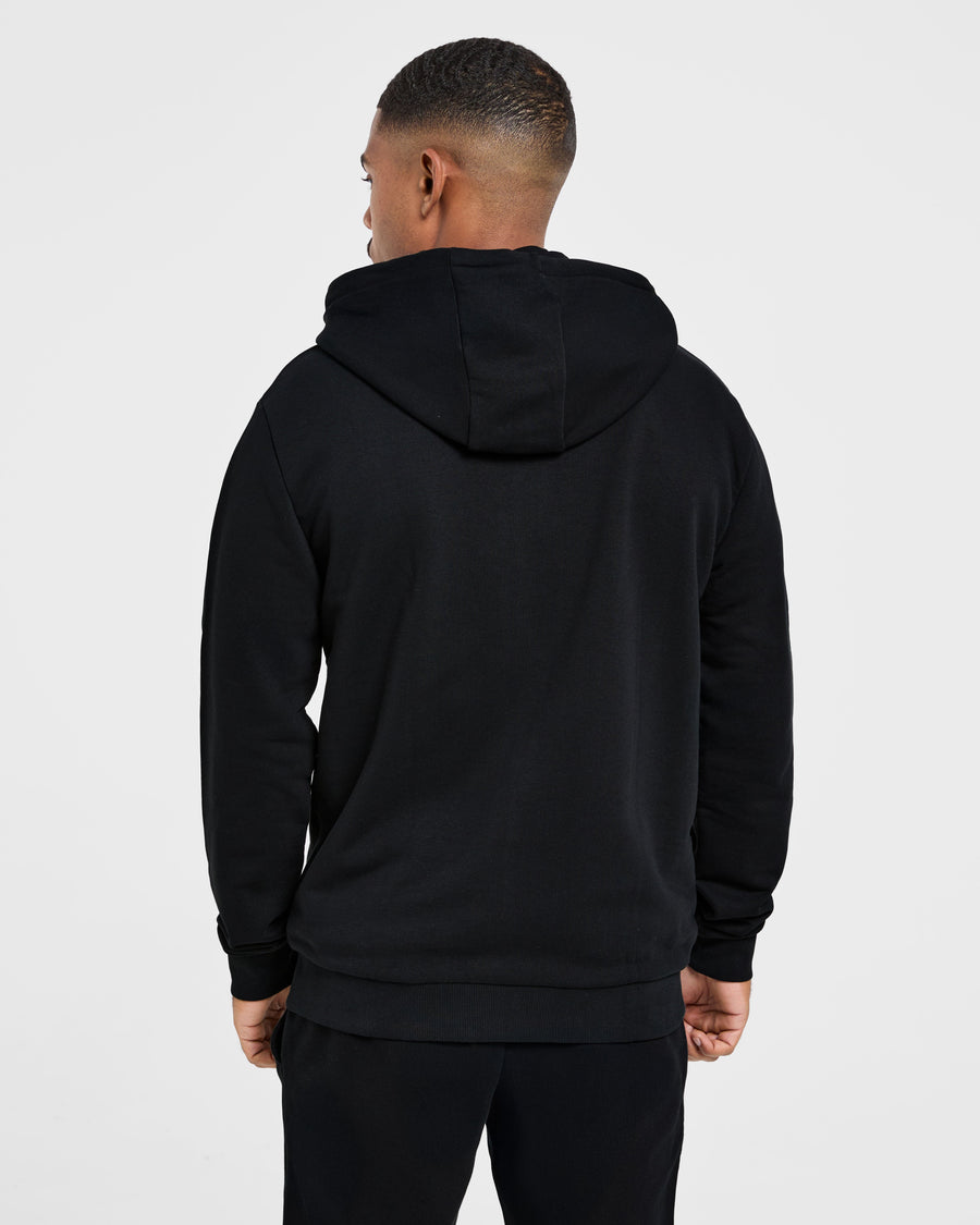 Essential Lightweight Zip Up Hoodie - Noir